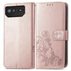 For Asus ROG Phone 6 Four-leaf Clasp Embossed Buckle Leather Phone Case(Rose Gold)