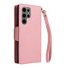 For Samsung Galaxy S25 Ultra 5G Rivet Buckle 9 Cards Three Fold Leather Phone Case(Rose Gold)