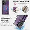For Samsung Galaxy S24 Ultra 5G DG.MING M6 Series RFID Tri-fold Card Bag Removable Leather Phone Case(Purple)