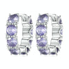 BSE749 Sterling Silver S925 White Gold Plated Purple Zirconia Earrings