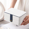 Large-capacity Three-layer PU Leather Waterproof Jewelry Storage Box Earring Necklace Storage Box(White)