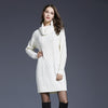 Autumn And Winter Knitwear Dresses Long Turtleneck Sweater For Women, Size: XXL(White)