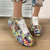 Outdoor Thick Bottom Lacing Sneakers Cartoon Graffiti Printed Couple Casual Shoes, Size: 42(Black)