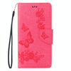 For  iPhone 8 & 7   Pressed Flowers Butterfly Pattern Horizontal Flip Leather Case with Holder & Card Slots & Wallet(Magenta)