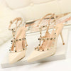 Pointed Stiletto Rivets Shallow Mouth High Heels, Shoes Size:42(Beige)