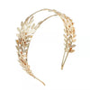 2pcs Metallic Leaves Branch Crown Hair Band Wedding Tiara Hair Accessories(Gold)