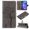 For vivo Y21/Y21s/Y33s Tree & Cat Embossing Pattern Horizontal Flip PU Leather Case with Holder & Card Slots & Wallet & Lanyard(Grey)