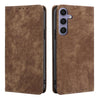For Samsung Galaxy S25+ 5G RFID Anti-theft Brush Magnetic Leather Phone Case(Brown)