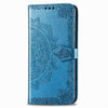 For  Alcatel 1S (2020) Embossed Mandala Pattern TPU + PU Horizontal Flip Leather Case with Holder & Three Card Slots & Wallet(Blue)