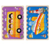 QBT01 Children Double-Sided Wooden Puzzle Bar Puzzle Toy(School Bus + Ship)