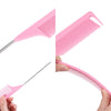 3pcs /Set Hairdressing Comb Steel Pin Pointed Tail Comb Double Head Eyebrow Brush Hairdressing Comb Set(Pink)