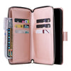 For Samsung Galaxy A35 5G 9-Card Slots Zipper Wallet Bag Leather Phone Case(Rose Gold)