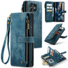 For Samsung Galaxy S25 Ultra 5G CaseMe C30 Card Slots Zipper Wallet Leather Phone Case(Blue)