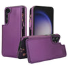 For Samsung Galaxy S23+ 5G Double Flap Zipper RFID Leather Phone Case with Short Lanyard(Dark Purple)
