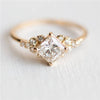 Geometric Square Rings for Women Wedding Rhinestone Finger Rings Charm Jewelry, Ring Size:8