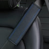 Fiber Leather Embossed Car Seat Belt Shoulder Cover Protector 6.5X23cm(Black Blue)