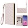 For Samsung Galaxy S10+ Crossbody Rhombic Sucker Leather Phone Case(White)