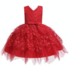 Girls Irregular Embroidered Beaded Bow-knot Tutu Sleeveless Dress Show Dress, Appropriate Height:110cm(Red)