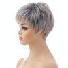 Wig-335 Mixed Silver Gray Ladies Short Straight Hair Wig High Temperature Silk Chemical Fiber Headgear