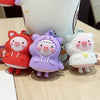 5 PCS MX-80002 Raincoat Piggy Keychain Cute Soft Rubber Doll Car Keyring(Dinosaur)