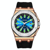 addies MY-052 Business Multifunctional Luminous Watch Silicone Watchstrap Watch for Men(Gold Blue)