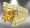 Men Luxurious Microencrusted Zircon Ring, Ring Size:12(Gold)