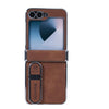 For Samsung Galaxy Z Flip6 Invisible Stand Design Fold Phone Case(Brown)