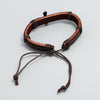 Personalized Hand-Woven Leather Bracelet Simple Pull-Out Adjustable Vintage Wristbands(Black)
