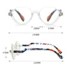 Diamond Studded Cat Eye Presbyopic Glasses Half-frame Fish-filament Glasses Unisex, Degree: +100(Gray Purple)