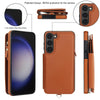 For Samsung Galaxy S23+ 5G Double Flap Zipper RFID Leather Phone Case with Short Lanyard(Brown)
