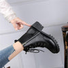 Round Head Low-profile Women Ankle Boots, Shoes Size:35(Black)