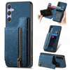 For Samsung Galaxy S25+ 5G Retro Leather Zipper Wallet Back Phone Case(Blue)