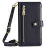 For Samsung Galaxy S25+ 5G Sheep Texture Cross-body Zipper Wallet Leather Phone Case(Black)