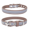 Reflective PU Leather Dog Collar, XXL, Light Brown - CL181K
