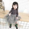 Winter Girls Patchwork Five-pointed Star Mesh Long-sleeved Dress, Kid Size:90cm(Chocolate)