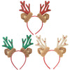 Christmas Deer Antler Plush Headband Festival Party Makeup Props(Red)