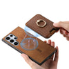 For Samsung Galaxy S24 Ultra 5G Retro Cross Leather Ring Vertical Insert Card Bag MagSafe Phone Case(Brown)