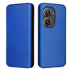 For Asus Zenfone 9 Carbon Fiber Texture Flip Leather Phone Case(Blue)