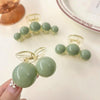 Green Pearl Acrylic Hair Clip Multifunctional Hair Accessories Clip, Style: 2 Beads