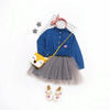 Spring and Summer Girls Long-sleeved Denim Stitching Mesh Dress, Size:110cm(Embroidered Dark Blue)