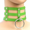 Harajuku Fashion Punk Gothic Rivets Collar Hand 3-rows Caged Leather Collar Necklace(Green)