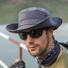 Outdoor Sun Hat Hiking Big Brim Breathable Sunscreen Fisherman Hat(Dark Gray)