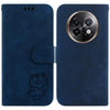 For Realme 13+ Global Little Tiger Embossed Leather Phone Case(Dark Blue)