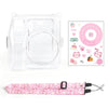 For Fujifilm instax mini SE Photo Bag Crystal Case Shoulder Strap Rope Sticker Set(Pink Cat)