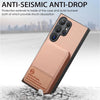 For Samsung Galaxy S22 Ultra 5G Twill Fabric Leather Vertical Flip RFID Card Bag Phone Case(Pink)