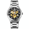 SKMEI 9258 Men Two-color Stainless Steel Strap Automatic Mechanical Watch(Silver Shell Black Surface)