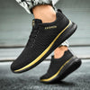 JD-9088 Autumn Fly Woven Soft Bottom Men Leisure Shoes Couple Running Shoes, Size: 47(Black Gold)