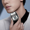 Double Ring Magnetic Electric Shaver Travel Portable Rechargeable Full Body Washable Men Razor(Silver)