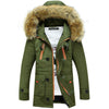 Long Section Cotton Suit Men Plus Velvet Thick Warm Jacket Large Fur Collar Coat Lovers Jacket, Size:S(Army Green)