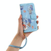For iPhone 13 mini Floral Pattern Leather Phone Case with Lanyard(Light Blue)